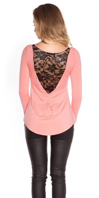 Trendy shirt with lace Salmon